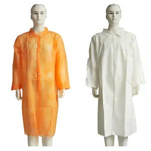 Uniforme médical unisexe à usage unique, manteau de laboratoire blanc 100 coton, en plastique polypropylène, vente en gros, pour adultes