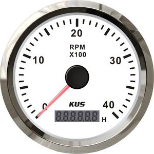 KUS 85mm 디젤 타코미터 RPM 게이지 REV 카운터 시간 4000RPM 12V/24V