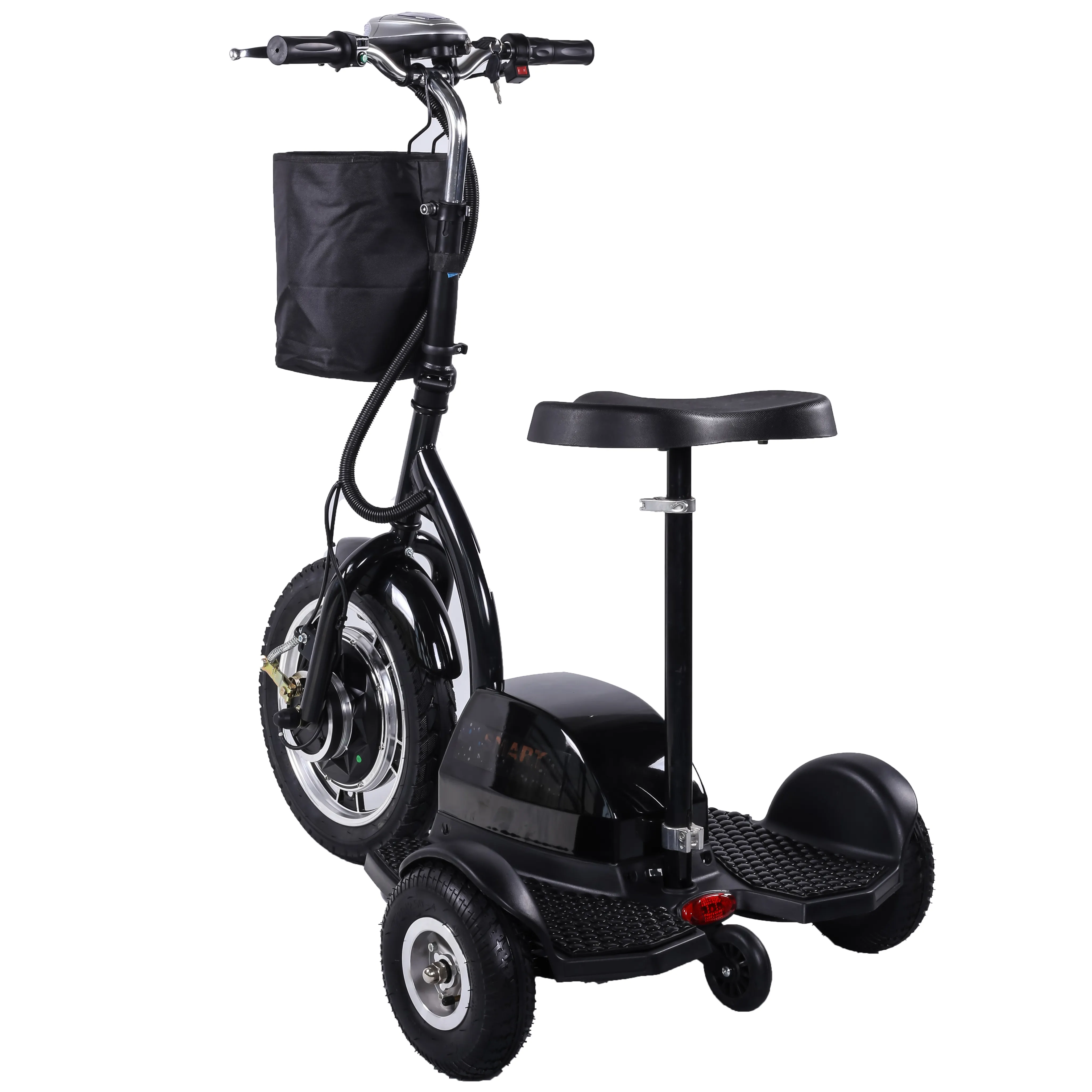 Powerful 3-Wheel Electric Mobility Scooter 48v 500w 16 Inch Tyres LED Light Front Brake High Speed 30km/h 60km 150kg Elderly