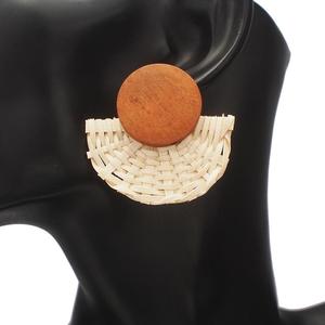 Perles en bois paille rotin <span class=keywords><strong>fantaisie</strong></span> <span class=keywords><strong>boucles</strong></span> <span class=keywords><strong>d</strong></span>'oreilles pour femmes bohême à la main <span class=keywords><strong>d</strong></span>éclaration <span class=keywords><strong>boucles</strong></span> <span class=keywords><strong>d</strong></span>'oreilles blanc marron bijoux de mode - Product Image 4
