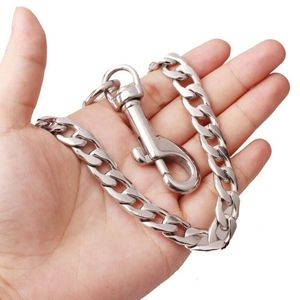 뜨거운 판매 가죽 핸들 씹는 증거 11.5mm 스테인레스 스틸 개 리드 - Product Image 2