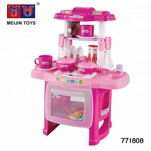 B/O di grande formato colore rosa cucina scrivania cucina giocattolo per i bambini