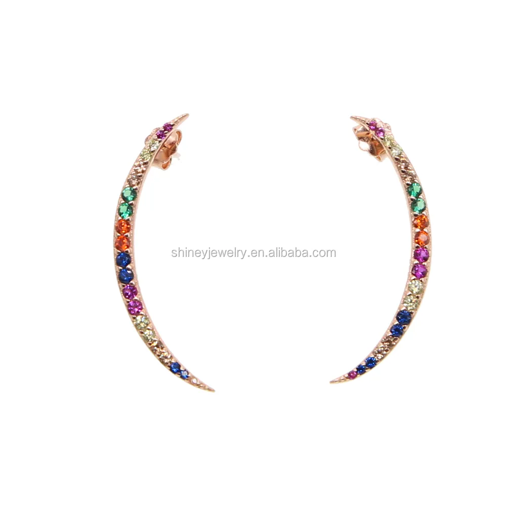Colorato cubic zirconia cz crescent moon stud 2023 summer new design 925 sterling silver moon earring