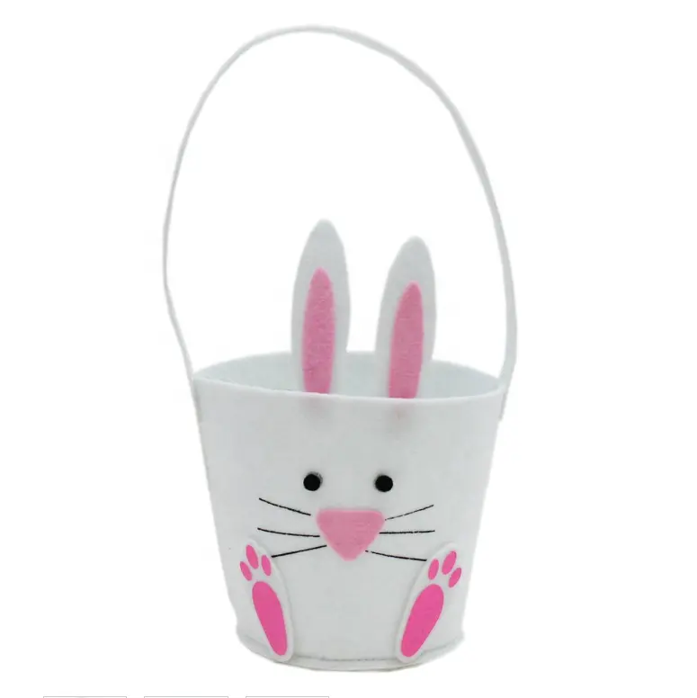 White Bunny Felt Easter Basket