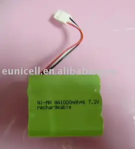 NI-MH AA 600 mah 7.2 v şarj edilebilir pil paketleri tel terminalleri ile