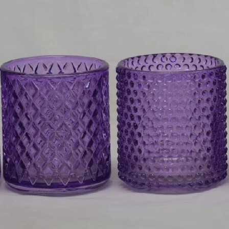 Home Decor new design embossed glass candle jar glass candle holder