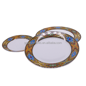 7.5 بوصة 10.5 بوصة الاثيوبية التقليدية الفن اللوحة ملكة سبأ السيراميك طبق عشاء - Product Image 1