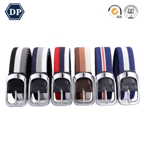 3502 ayarlanabilir eğlence gümüş toka tuval elastik kumaş dokuma streç renkli mavi örgülü kemerler Golf binicilik için - Product Image 4