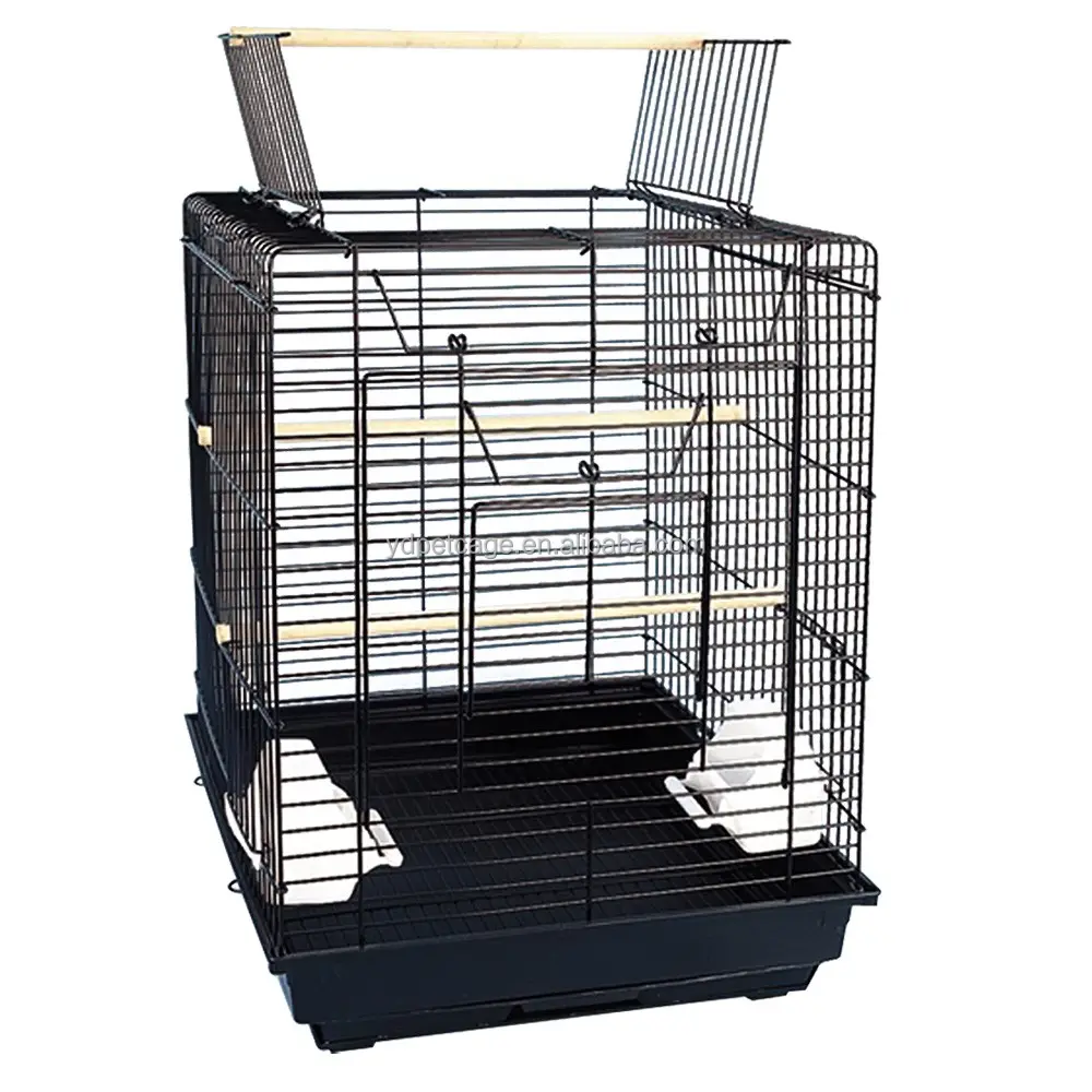 1901-foshan black big steel iron round bird cage for parrot pet cage