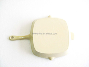 Trắng men gang Chảo Fry Pan vỉ nướng vuông - Product Image 3