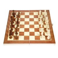 Jeu de Dames et Jeu d'Échecs International Pliant en Bois