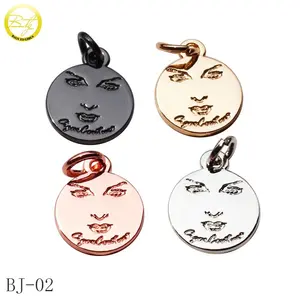 Metalen Sieraden Fittings Custom Decoratieve Ketting Tags Ronde Metalen Logo Charmes