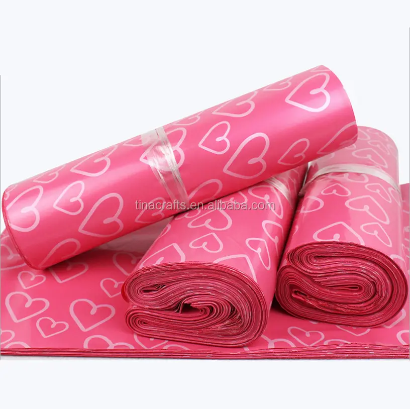 PInk mailing plastic bag with heart printing