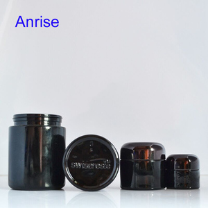 Lüks 5ml 15ml 30ml 50m 100m 200ml UV menekşe göz kremi cam kavanoz yuvarlak siyah menekşe siyah krem cam kavanoz düz kapak - Product Image 2