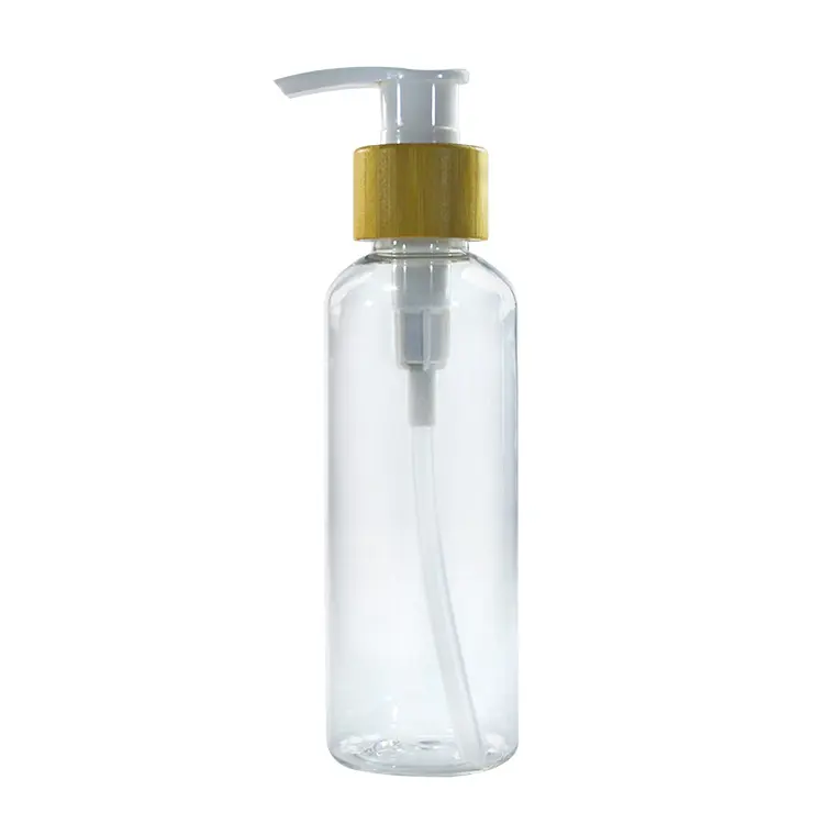 Penjualan Terbaik Botol Semprot Kosmetik 50Ml 100Ml 120Ml 150Ml Botol Plastik PET dengan Tutup Pompa Lotion Bambu