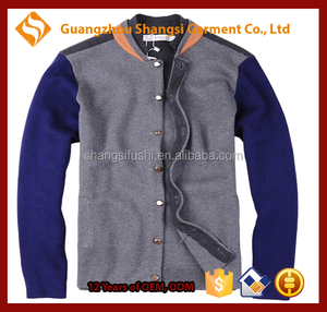 Guangzhou hombres con estilo divisa del brazo elbow patch <span class=keywords><strong>cardigan</strong></span> sweater cuello de la chaqueta de manga larga - Product Image 1