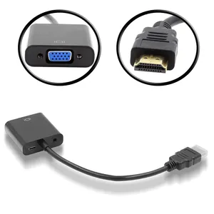 HDMI转VGA适配器公对母转换器，带音频线HDMI VGA适配器