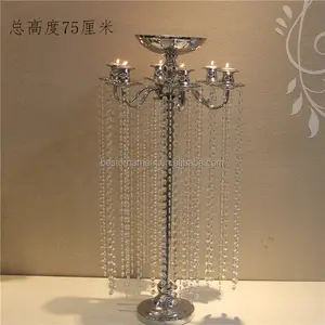 Vela de suporte de flores para mesas, velas de 75cm de prata para adereços de casamento