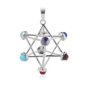 Wholesale Religious Merkaba Pendant Ornament Unisex Jewelry 7 Chakras Necklace