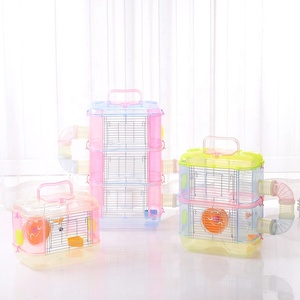 Cage en métal avec imprimé à la mode, transparente, pour animaux domestiques, petit Animal domestique, <span class=keywords><strong>Hamster</strong></span>, chariot et boutons de maison, ne prend pas en charge, OEM/ODM, 50 pièces - Product Image 2