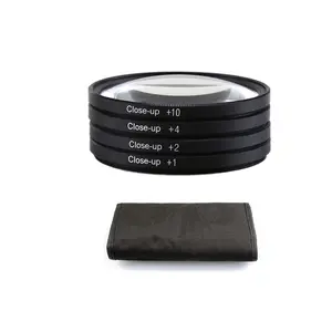Lighthoe filtro de lente 4 em 1, 55mm 4 em 1 macro + 1 + 2 + 4 + 10 kit para câmeras canon, nikon, olympus, fuji, filme pentax
