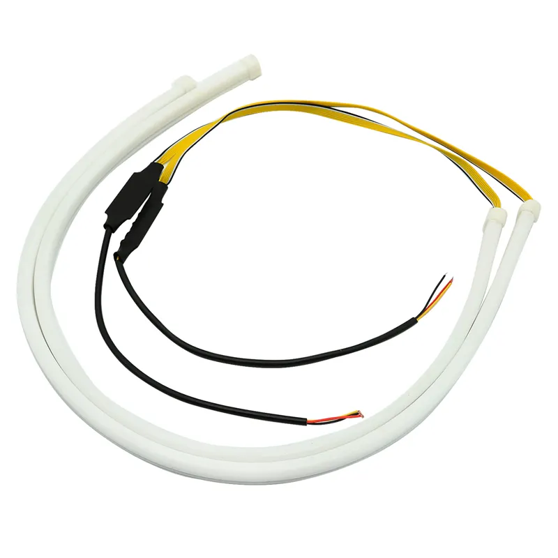 Feu clignotant LED blanc ambre pour voiture, 5/60cm, bande flottante, phare DRL Flexible, signalisation de freinage