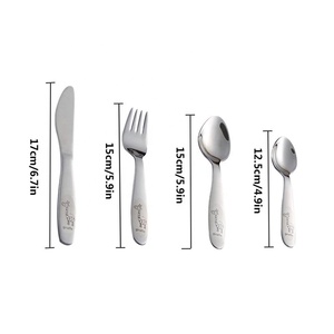 3pcs Cartoon Pattern Carving <strong>Kids</strong> <strong>Cutlery</strong>, Gold Children Flatware 304 Stainless Steel Fork Spoon Knife Baby Silverware Set - Product Image 6
