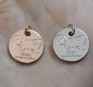 Photo Etched Engraved Logo Metal Charm Tags For Jewelry Bracelet Necklace Rose Gold Silver