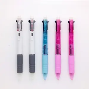 2+1 LOGO Custom 3 in 1 multi color Promotional oil ink 2 color ball pen with pencil and eraser