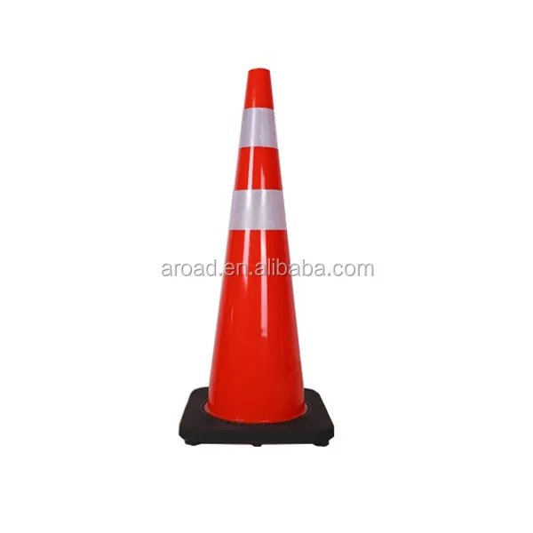 Large PVC plastic triangle 900mm traffic cone for road safety with rubber black base