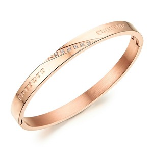 Rose Gold Thép Không Gỉ Không Thấm Nước Trang Sức Xu Hướng 2024 Mãi Mãi Can Đảm Tùy Chỉnh Khắc Vài Vòng Đeo Tay Bangle - Product Image 4