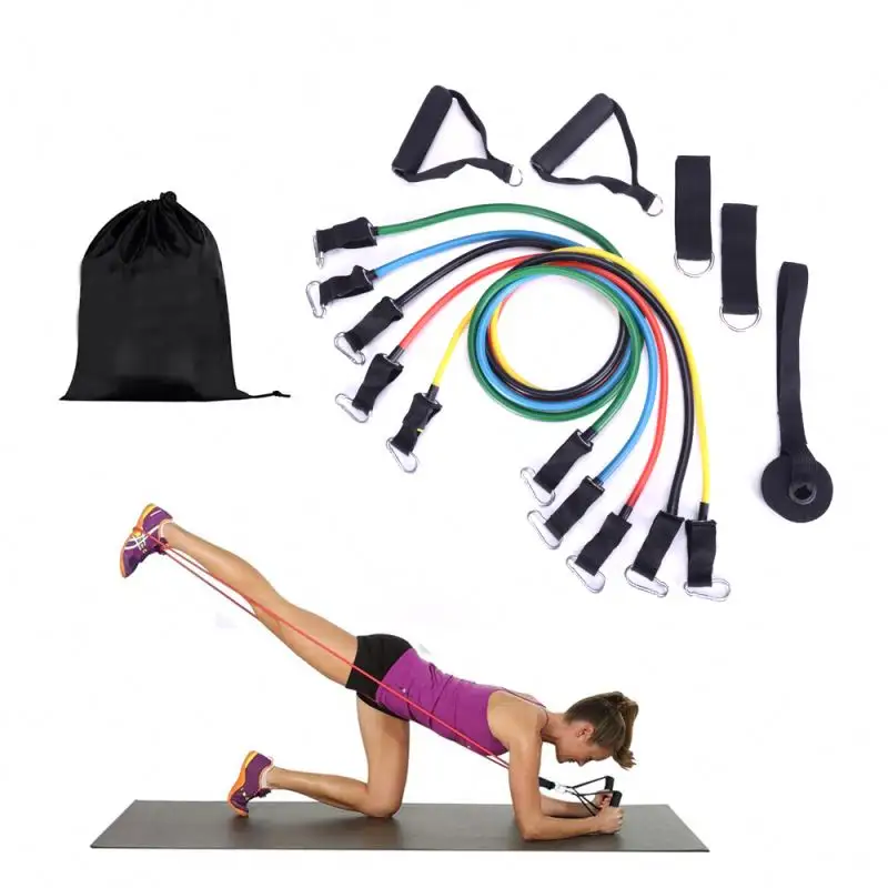 11 Piece Set For Chest Training Physical Therapy Home Gyms Fitness Workout Resistance Band