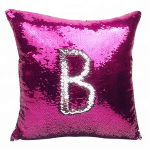 Tùy Chỉnh Long Lanh Thư B Hồng Sequin Cushion Cover Trang Chủ Trang Trí Sofa Ghế Ma Thuật Mermaid 18x18'' Đảo Ngược Sequin Gối