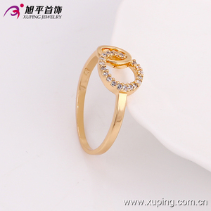 13572 Xuping 18k color oro gracioso anillo con dos círculos que se entrelazan entre ellos para mujer - Product Image 4