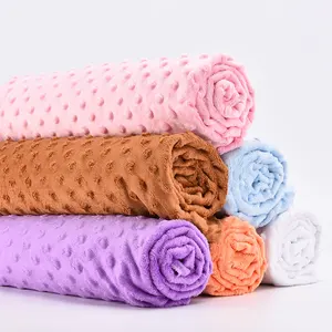 100% Polyester Super Soft Plush warp Knitted Minky Dot Fabric For Baby Blanket