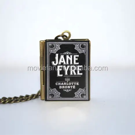 Jane Eyre Book Locket Necklace silver & Bronze tone