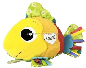 soft stuffed yellow rainbow color sea fish plush toy wholesale