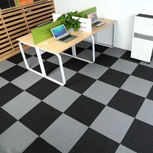 Easycarpeter经济型地毯方形地毯黑白地毯砖，带沥青背衬