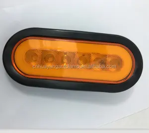 new 6" Oval Glo Light LED Stop/Turn/Tail Light, 22 Super Diode with Grommet and PL3 connector - Clear with Red LED's