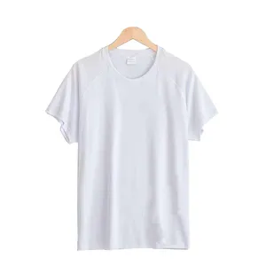 Color sólido ajuste seco 100% poliéster hombres T camisa de manga corta de impresión personalizada