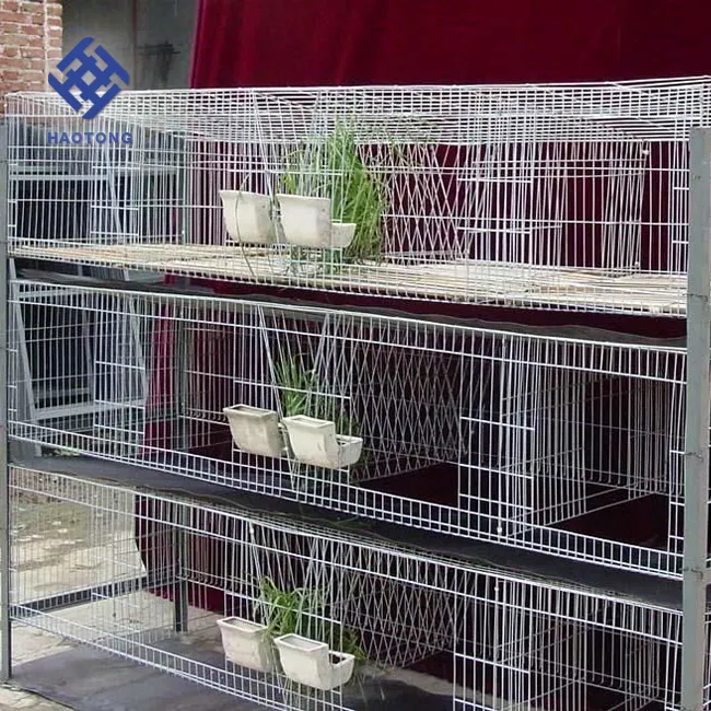 Fabbricazione professionale gabbia a buon mercato allevamenti HT Rabbit Feeder filo zincato per coniglio prezzo competitivo 3/4 livelli, animale