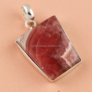 Colgante de piedras preciosas de Rodocrosita Natural de Plata de Ley 925, joyería de boda de plata antigua de un fabricante y proveedor - Product Image 1