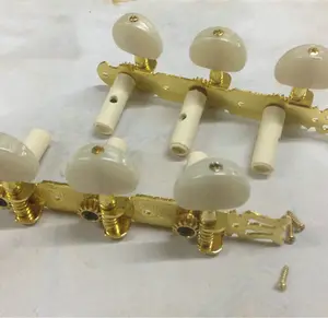 Clavijas de afinación de metal para guitarra clásica de madera, venta al por mayor, clavija de afinación para guitarra Semicircular chapada en oro con perlas