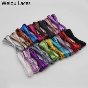 Weiou Mát Pearlized Long Lanh Dây Giày Sáng Bóng Lấp Lánh Phẳng Giày Ren Giáng Sinh Màu Sắc Chic Lung Linh Bootlaces 120*0.7Cm