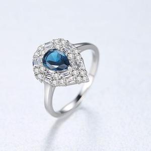 Czcity anel de prata banhado a ouro, <span class=keywords><strong>sapphire</strong></span> noivado pedra preciosa 925 branco promessa s925