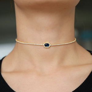 Arcobaleno birthstone cz collana girocollo da sposa tennis cz catena splendida moda alla moda europea <span class=keywords><strong>donna</strong></span> eleganza collare catena - Product Image 5