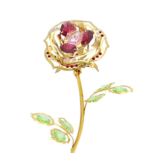 Crystocraft-Decoración de Metal de la bella y La Bestia encantada, artesanía con cristales de corte brillante, flor de rosa de oro de 24k - Product Image 3