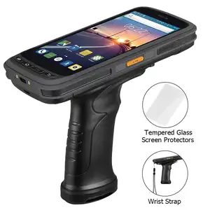 Pemindai Kode Batang 2D Laser 1D Android Portabel, Pemindai Kode Batang LF HF UHF Pembaca RFID Genggam PDA Kasar