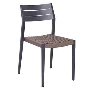 מסחרי מודרני עיצוב אלומיניום עם Olifen ארוג בד חיצוני כיסא אוכל עבור גן כיתה