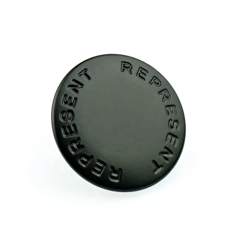 Custom Black Metal Jeans Button With Engraved Logo, Wholesale Brass Metal Button for Jacket and Pants